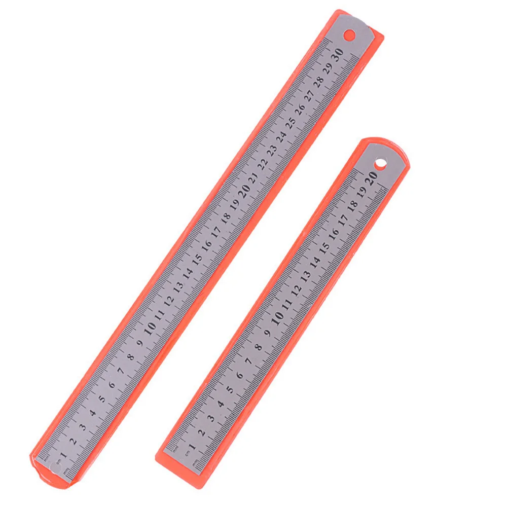 8pcs Stainless Steel Ruler 30Cm Double Sided Straight Measuring Tool For Drawing Carpentry Engineering Metal Working School