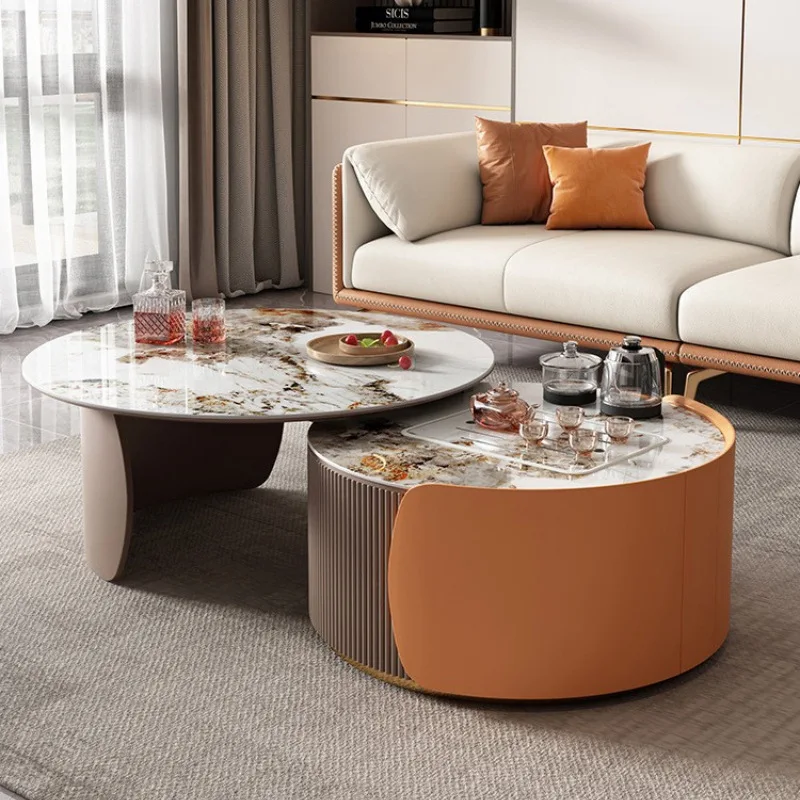 Orange Marble Coffee Table Hotel Industrial Design Luxury European Corner Table Office Lounge Stoliki Kawowe Bedroom Furniture