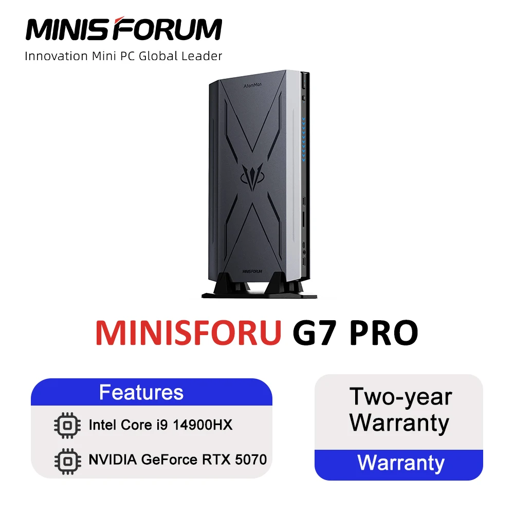 MINISFORUM G7 PRO Mini PC Intel Core i9 14900HX PC NVIDIA GeForce RTX 5070 Barebones WiFi 7 Bluetooth 5.4 Mini Gaming Computer