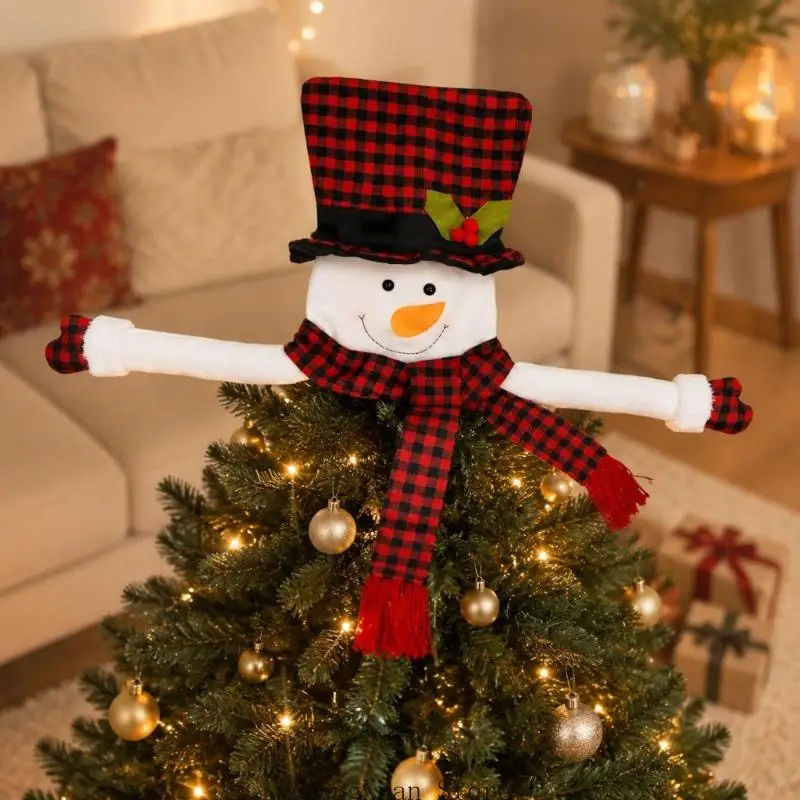 Weihnachts-Displayfigur mit weicher Stoffkonstruktion und rot-schwarzen Karos für Baumkronen, Einzelhandelsdisplays für den – Detail 4