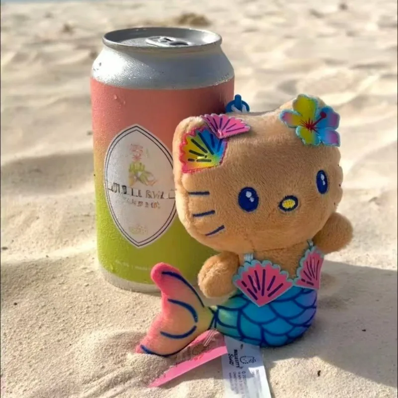 سانريو هاواي سلسلة حورية البحر الملونة مرحبا كيتي الجلد الداكن أفخم قلادة الكرتون المبهر حورية البحر كيتي دمية لعبة حقيبة المفاتيح