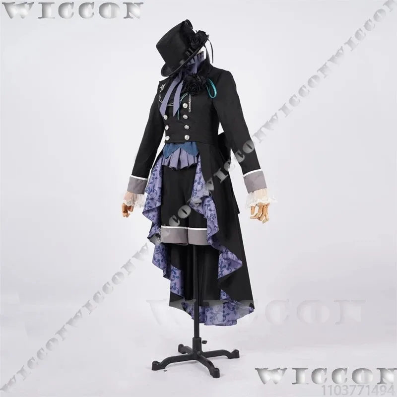 

asdh8@Ciel Phantomhive Black Rose Anime Butler S5 Cosplay Black Suit Hat Wig Prop Girl Women Men Halloween Roleplay Outfit Custo