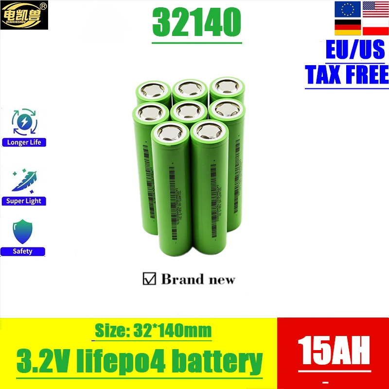 

3.2v 15Ah lifepo4 battery 3.2V 32140 Cells diy 12v 4S 24V 36V ebike electric scooter Tricycle power tools Battery EU/US TAX FREE