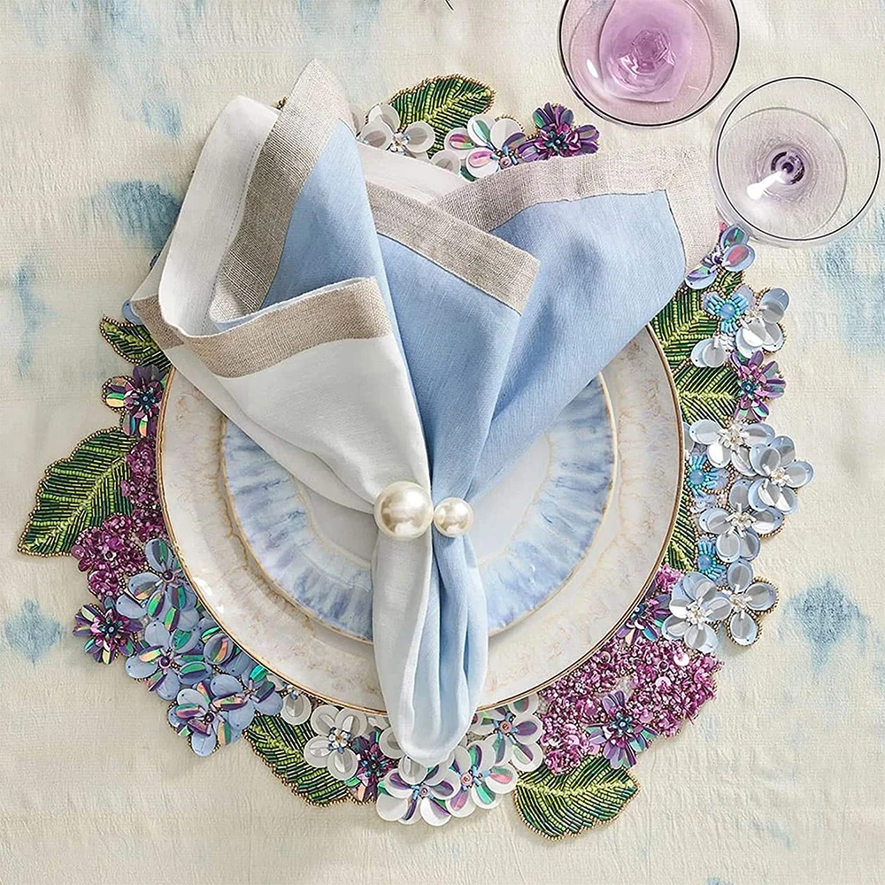 Destaque Pérolas Anéis De Guardanapo, Porta-guardanapos em forma de U para sala de jantar, casamento serviettenring, Family Dinner Table Decor, 6pcs