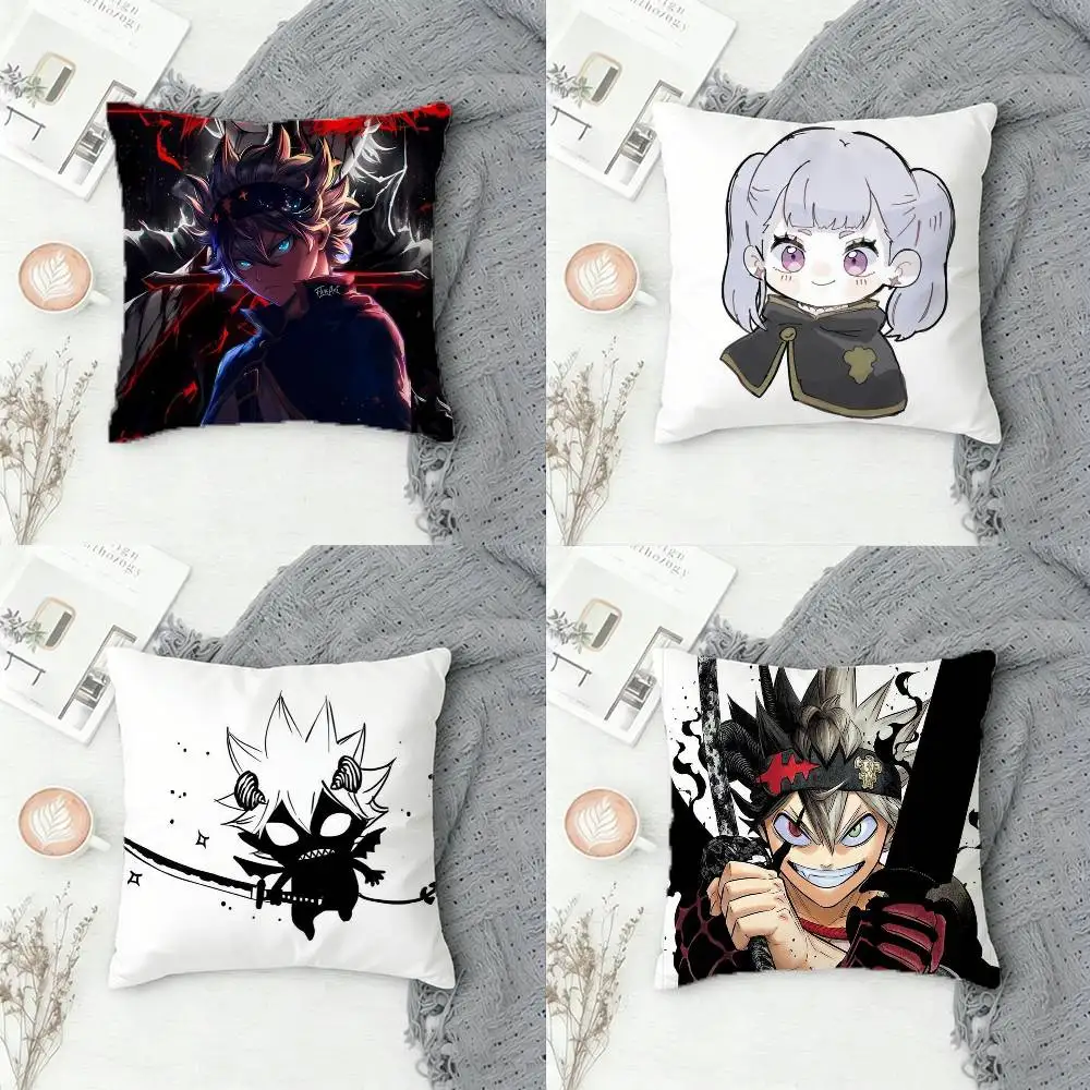 

B-Black Clover Double-sided Printed Square Decorative Cushion Cover for Sofa Living Room Home Decor