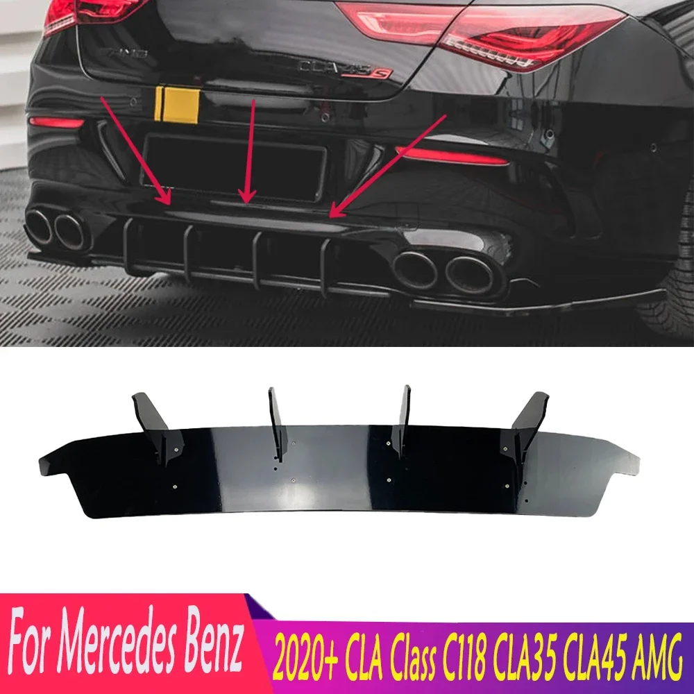 

For Mercedes Benz 2020+ CLA Class C118 CLA35 CLA45 AMG ABS Rear Bumper Diffuser Spoiler Splitter Lip Body Kit