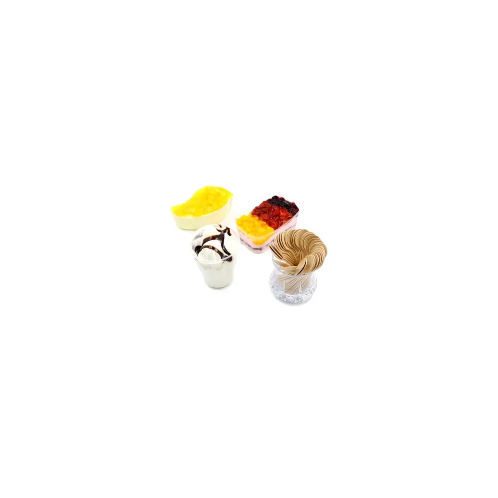 100Pcs Disposable Spoons 3.93-Inch Large-Head Birch Wood Mini Ice Cream Tasting Spoons for Multiple Guests at Outdoor Gatherings
