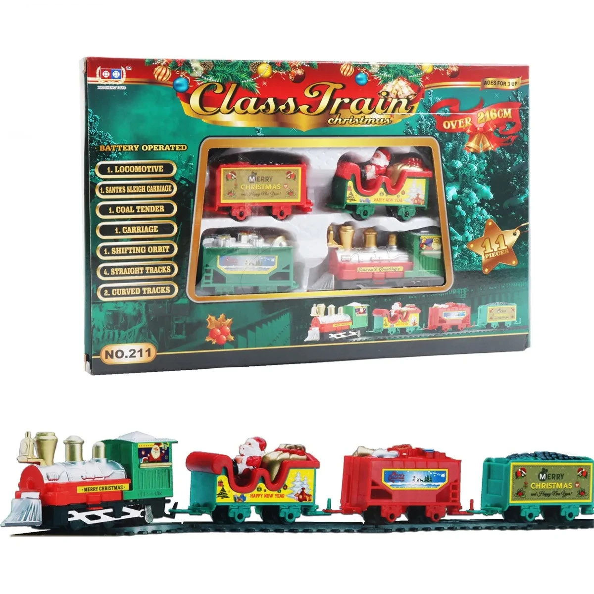 Juego de tren de Navidad, cabezal de simulación, juego de tren ferroviario eléctrico, juego de tren de Navidad para disfrutar de regalos de Navidad DIY para niños B148