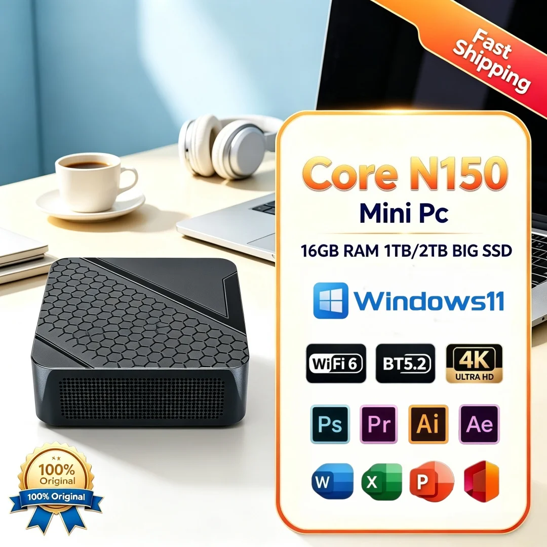 데일리 오피스 필수템 코어 N150 2026 미니 데스크탑 휴대용 16GB 램 (옵션) 1TB/2TB SSD 비즈니스/게이밍 PC