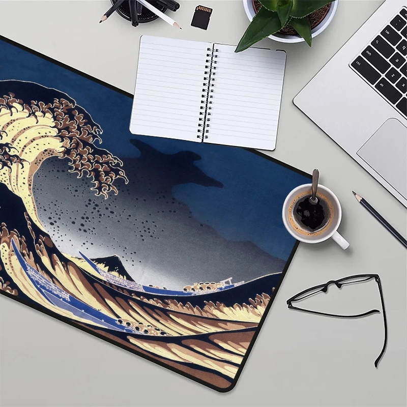 Xxl Mousepad Gamer The Great Wave Kanagawa Keyboard Gaming Mouse Pad Hokusai Mount Fuji Desk Mat Computer Tables Playmat Deskpad