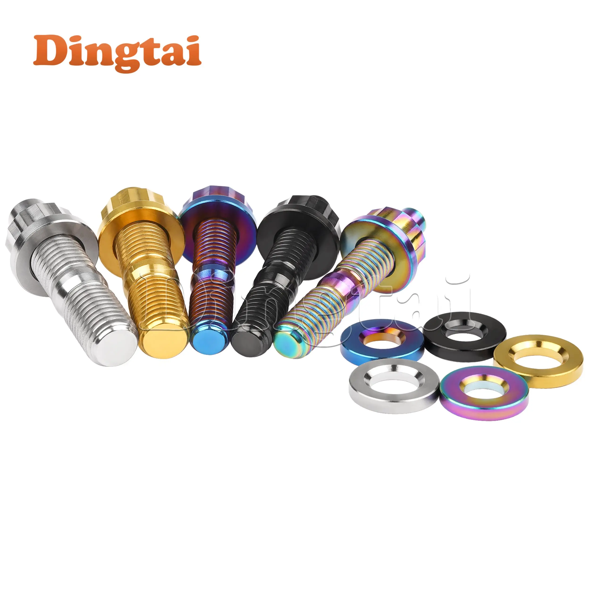 Dingtai parafuso de titânio 2/6/10 peças m8x45/55/65 m10x45/55mm liga coletor de escape automotivo parafusos porcas arruelas kit conjunto
