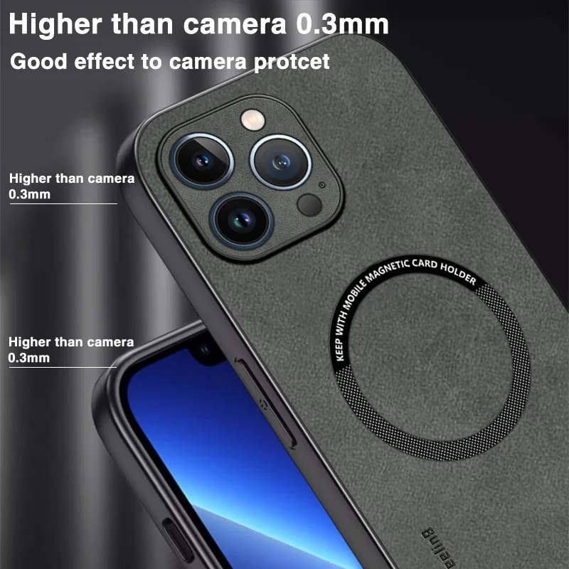 Magnetic For Magsafe Leather Case For iPhone 17 16e 16 15 14 12 13 Pro Max 11 17 Air Wireless Charge Soft Edge Hard Phone Cover