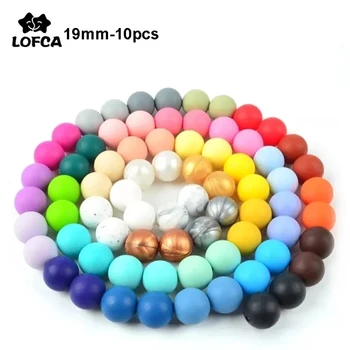 Loca 10 pçs 19mm contas de silicone dentição mastigar contas de grau alimentício mordedor colar bpa livre diy jóias bebê mordedor brinquedo chupeta