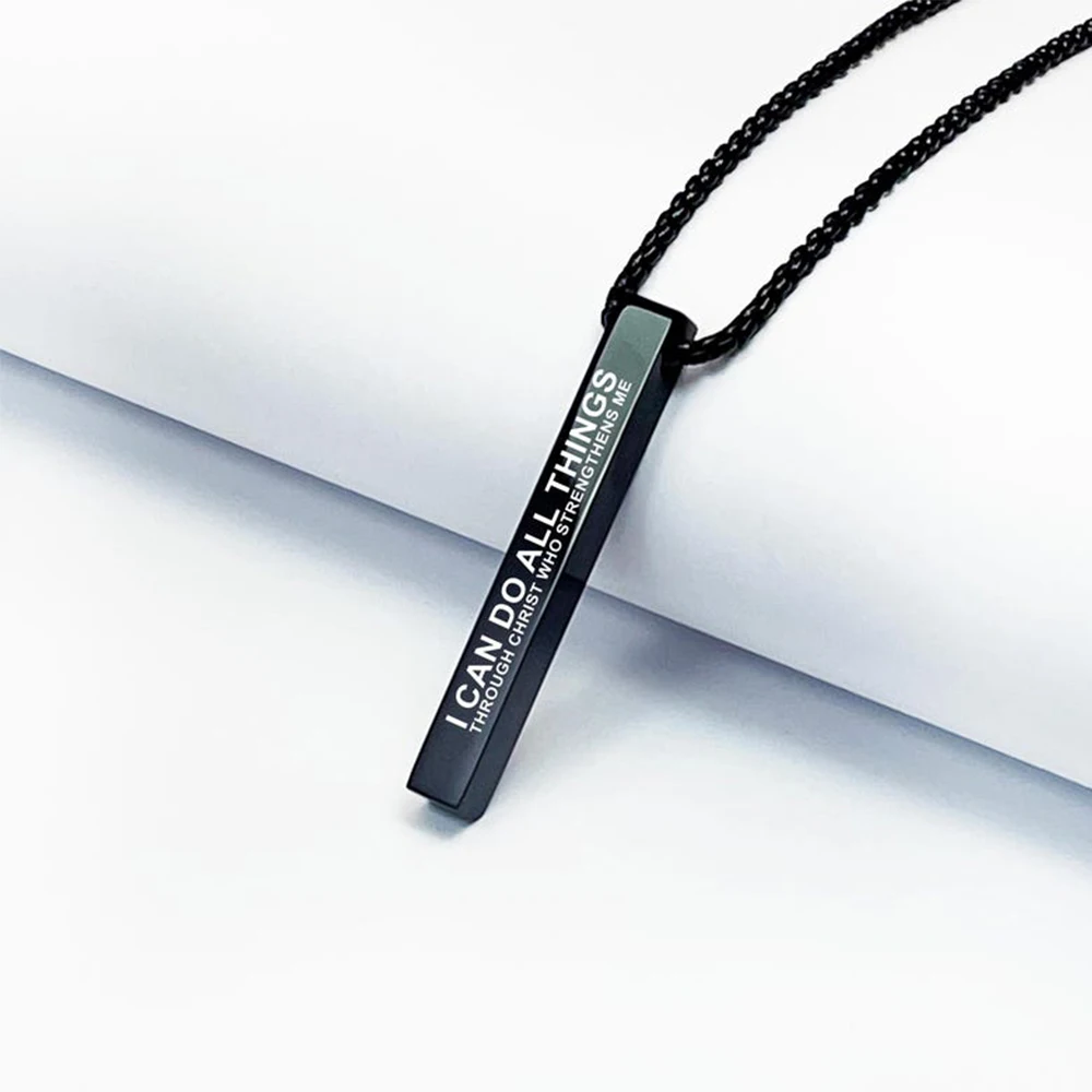 

Raexrage Engrave Name Date Square Pendant Necklaces Stainless Steel Jewelry Custom Four Sides Text For Women Christmas Gift