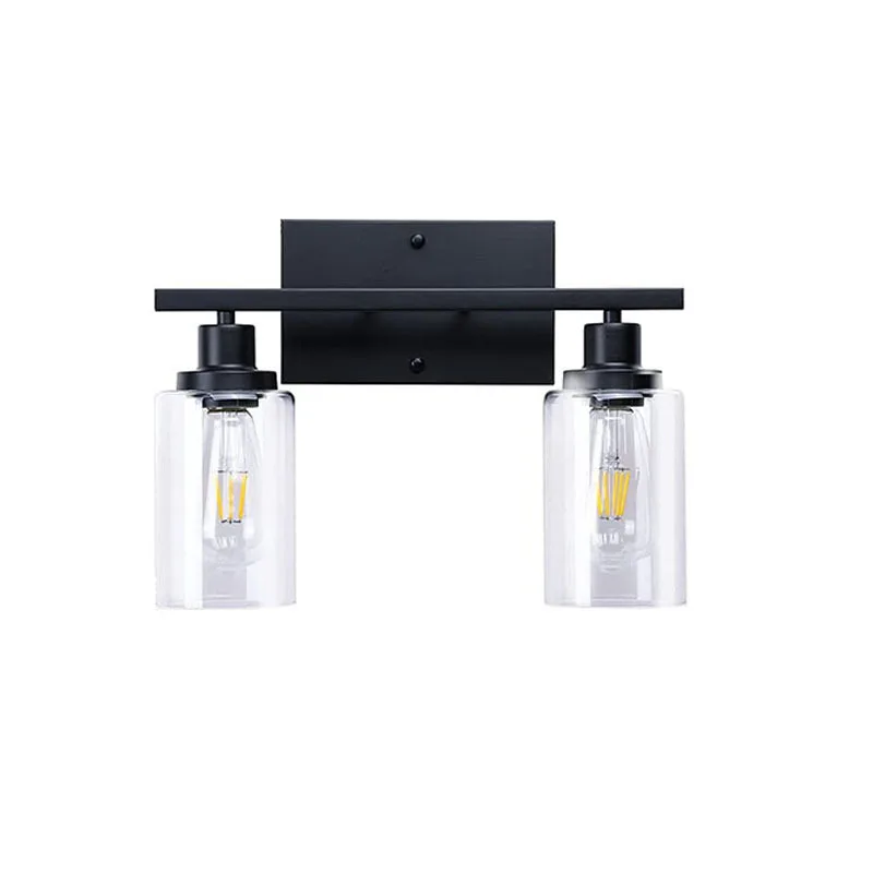 

Minimalist industrial style retro transparent wrought iron glass wall lamp bathroom or dining room or bedroom