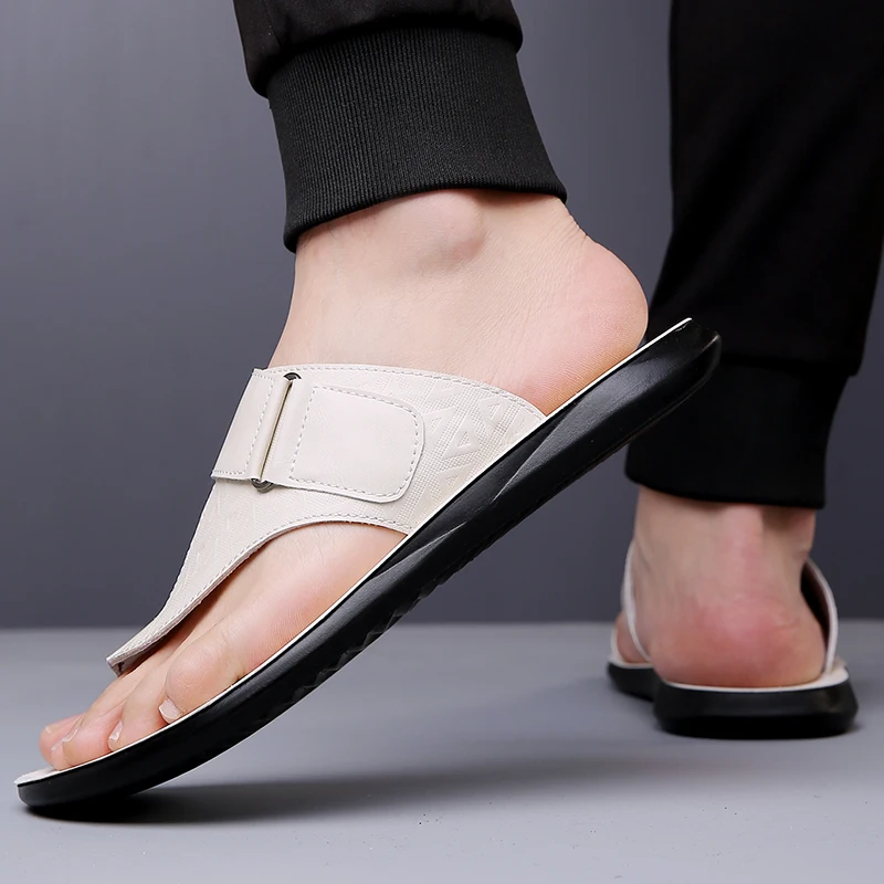 Herren Sommer-Sandalen Atmungsaktive Modische Einfache Zehenfreie Weiche Flache Strandschuhe Bequeme Klassische Pantoffeln-2502 – Detail 20