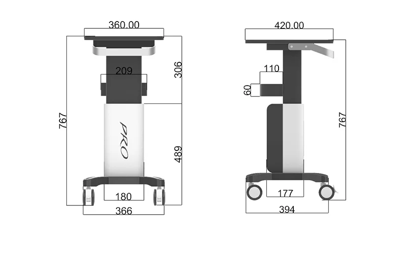 Beauty Equipment Trolley Cart, Mobile Salon Instrument Stand with Silent Wheels & Cup Holder, for Hair Removal, RF & Skin Care M