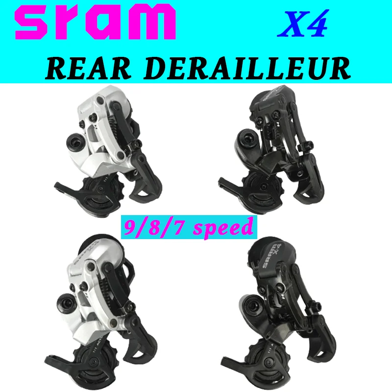 SRAM X4 REAR DERAILLEUR 9/8/7 SPEED Black/Silver REAR DERAILLEUR short OR Medium CAGE MTB /FOLDING bike Groupset Bike Kit