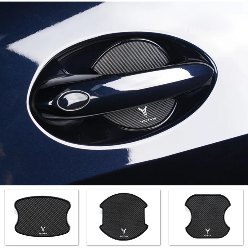 

4PCS Car Door Handle Bowl Scratch Protector Carbon Fiber Stickers Anti Collision For Dongfeng Voyah Dreamer Free 2021 2022 2023
