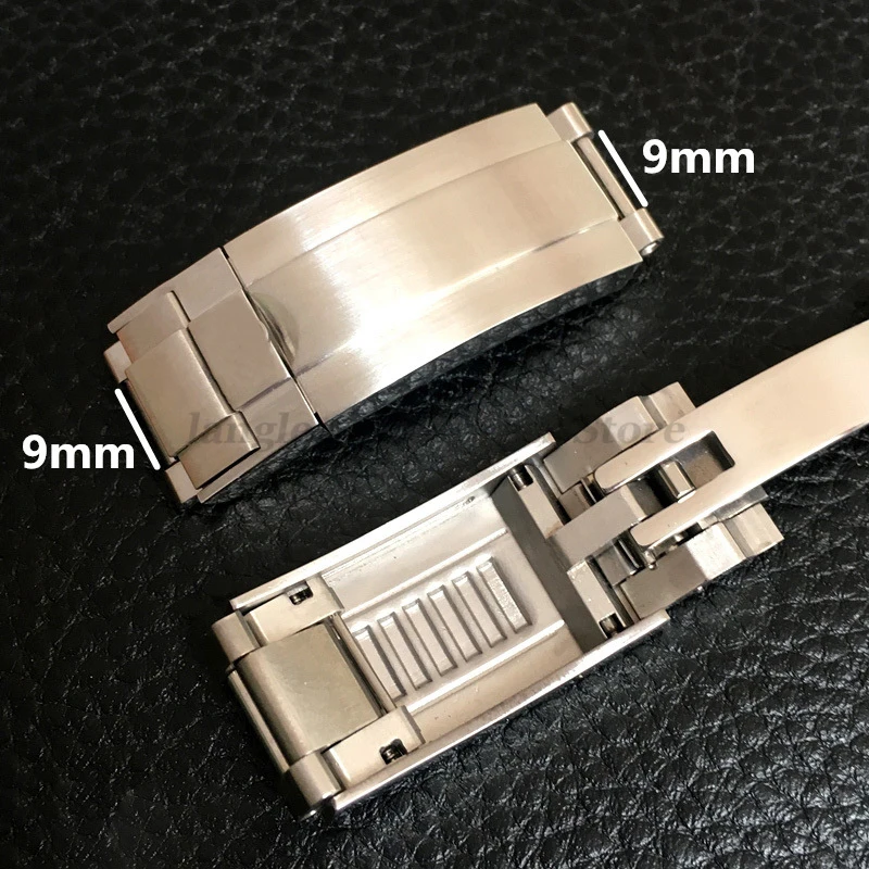 Stainless Steel Watch Buckle for Rolex 9mmx9mm Metal Polished Matte Clasp Sliding Quick Adjust Folding Button Watch Accessories