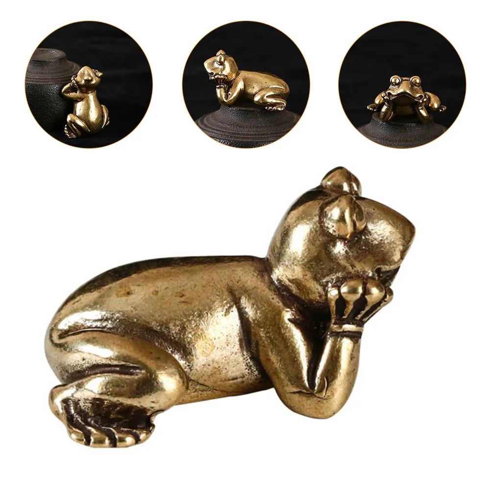 

1pcs Copper Frog Desktop Decoration Frog Desktop Figurine Home Office Living Room Tea Room Decor Craft Statue