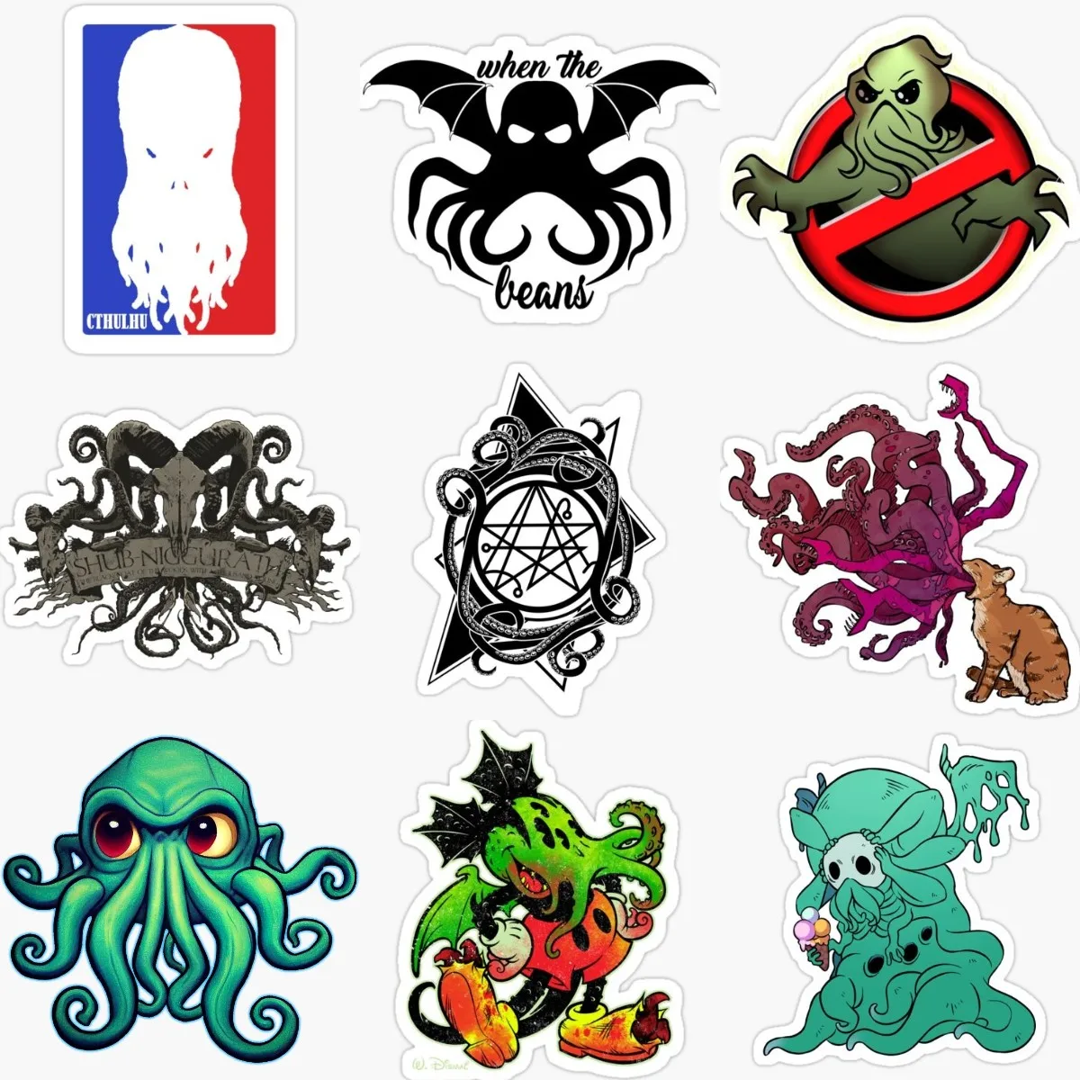 Cthulhu Great Old Ones Octopus Creative PVC Accessories Sticker for Decorate Wall Fridge Car Van Window Helmet Bumper Decal