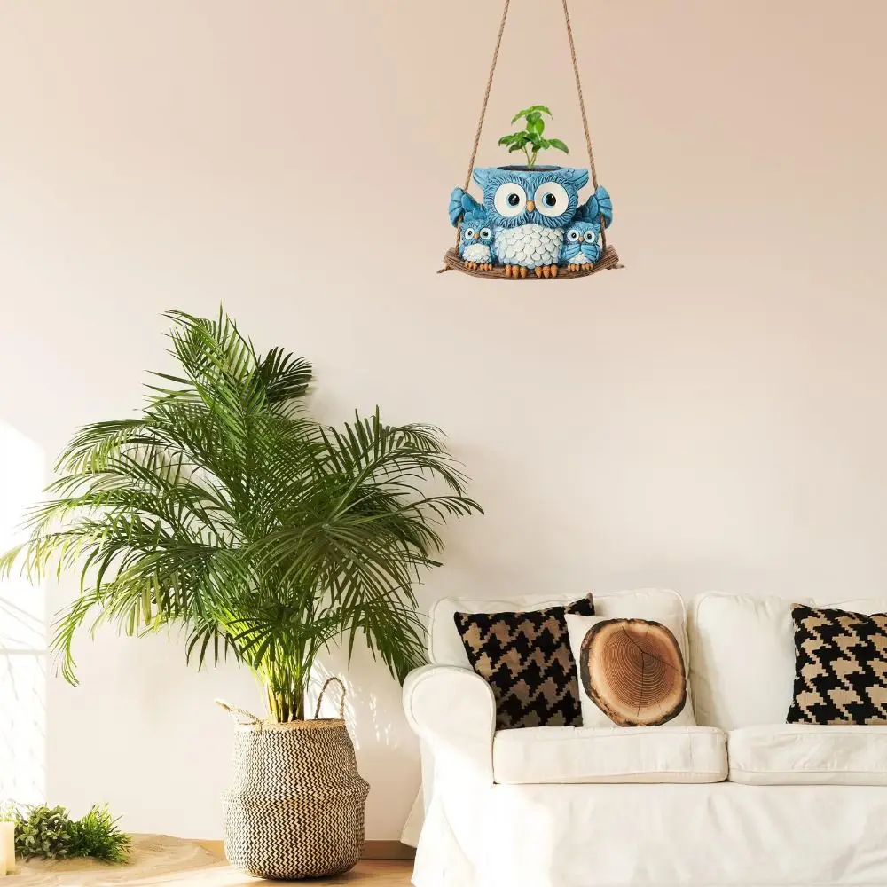 

Статуя совы из смолы, кашпо, подвесной декоративный горшок для растений с животными, милый гидропонный держатель для цветов для гостиной