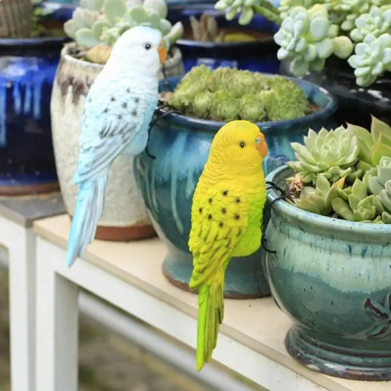 Flower Pot Hugger Figurine Garden Decor Animal Statue Decor Parrot Figurine Realistic for Tree Decor Lawn Outside Outdoor Patio