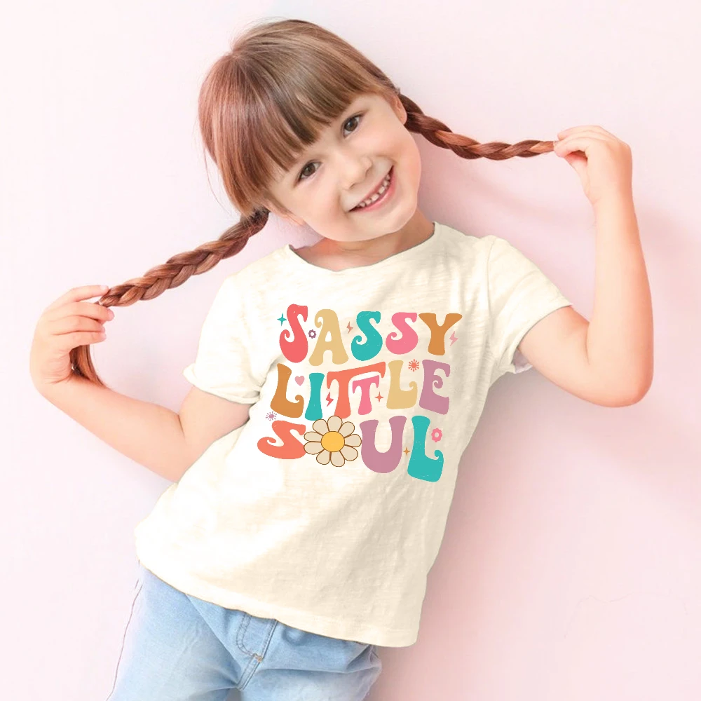 

Sassy Little Soul Printed Kids Shirt Tops Child Retro Short Sleeve T-shirt Boys Girls Summer Outfit Children Retro Tee Clothes