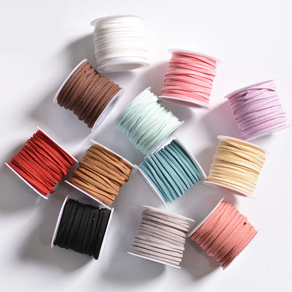 

4Pcs Double Sided Artificial Suede Cord Ribbon Strap String Rope DIY Beading Thread Jewelry Ribbon Double Sided Strap