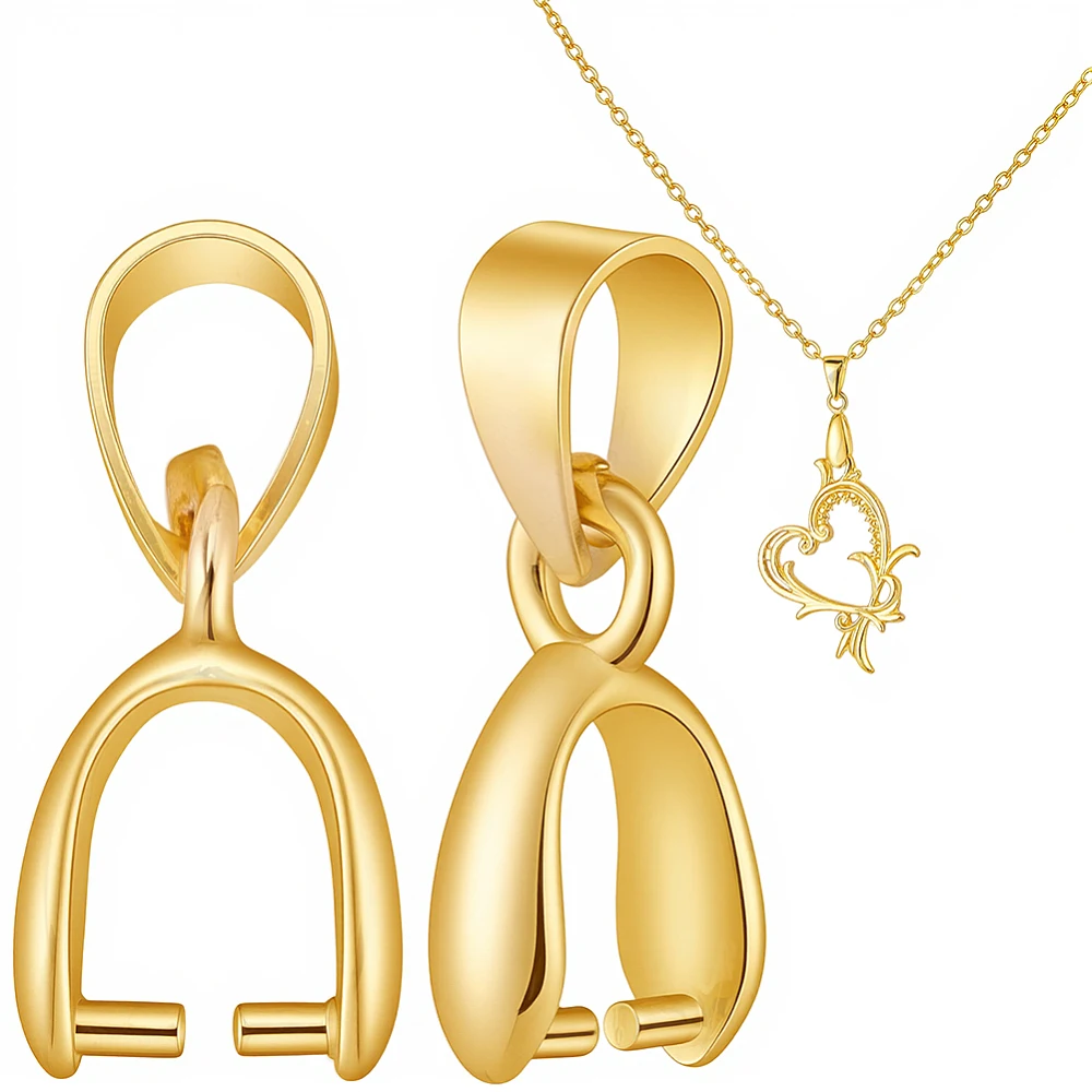 1 Box 30Pcs Pinch Bails 18K Gold Plated Brass Snap On Pendant Clasp Connector Clip for Charms Jewelry Making