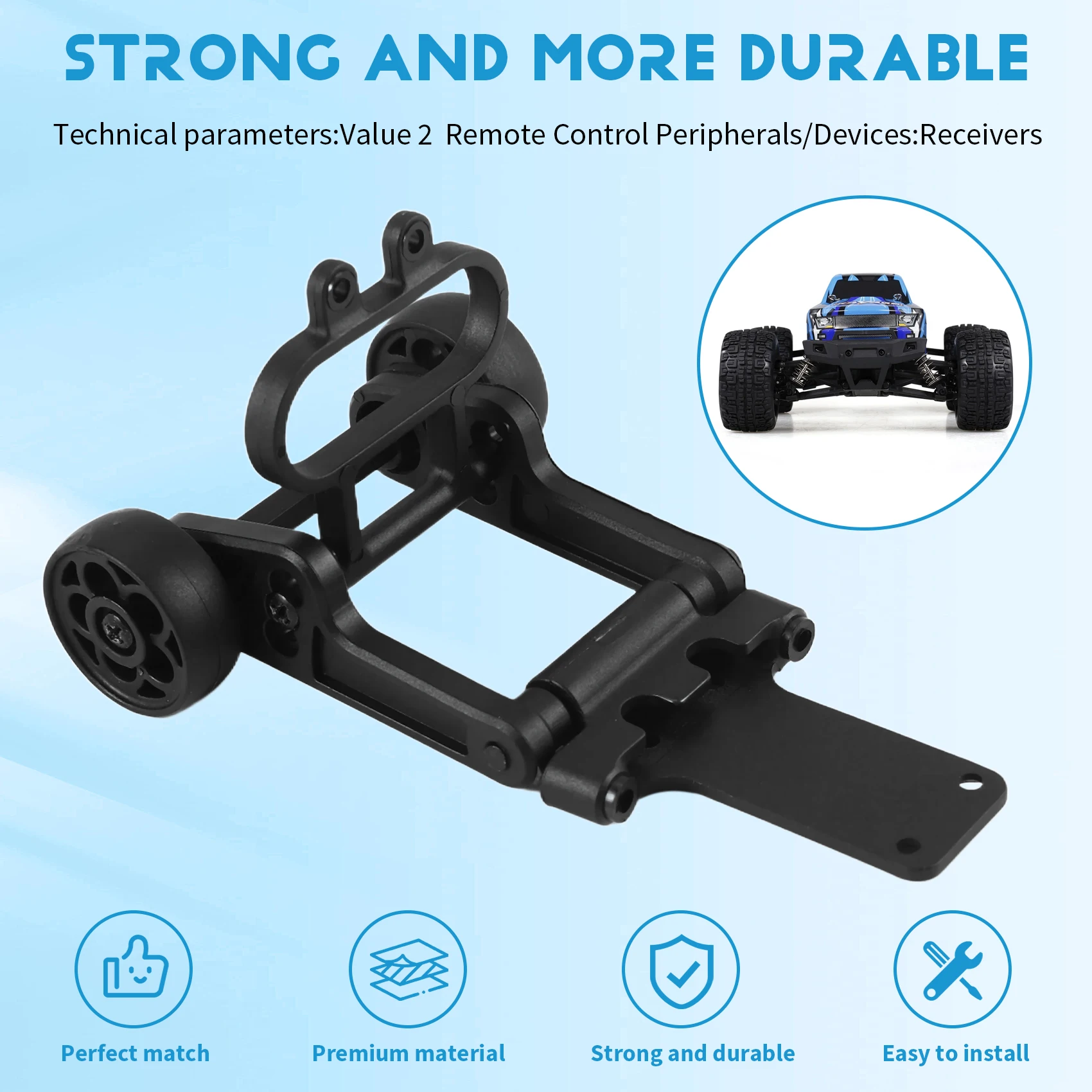 ABJL-Wheelie Bar For HBX 16889 16889A 16890 16890A SG 1601 SG 1602 SG1601 SG1602 RC Car Parts Accessories