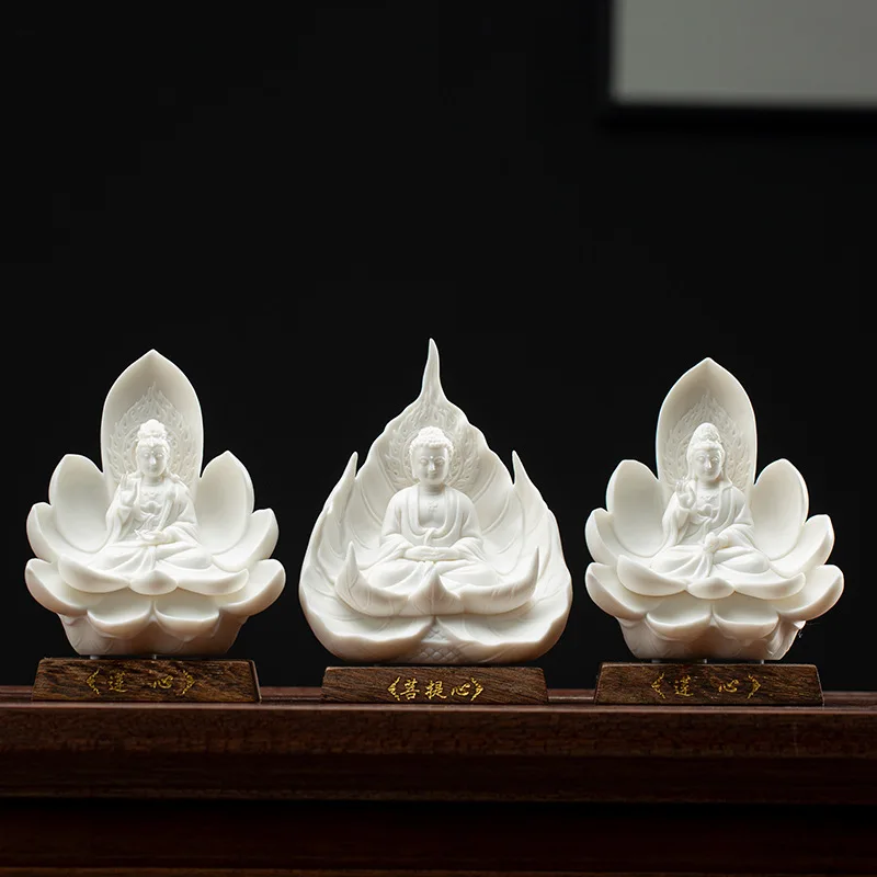 Ceramic Western Three Holy Buddhist Statue Modern art sculpture White porcelain Guanyin, Tathagata  Home decoration statue