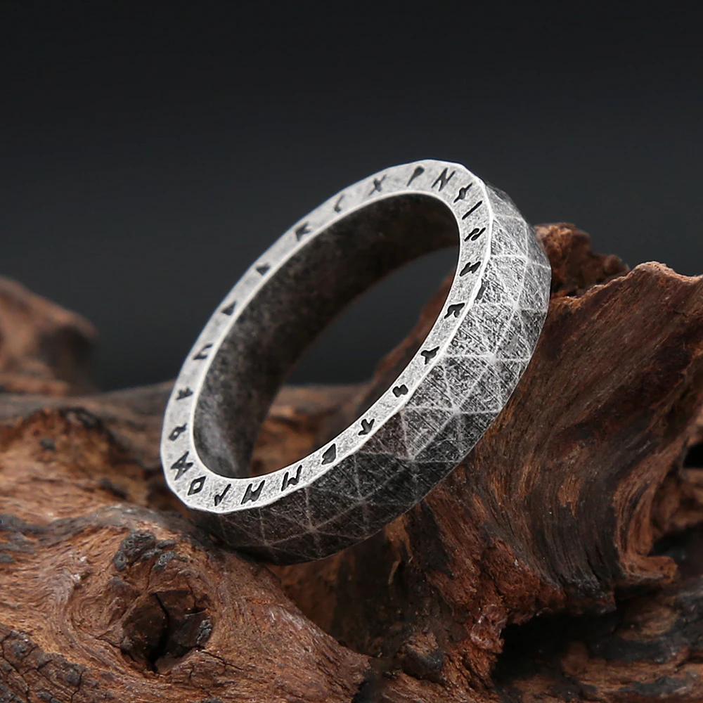 

Vintage Nordic Viking Rune Rings For Men 316L Stainless Steel Vikings Amulet Ring Simple Fashion Jewelry Party Gift Dropshipping