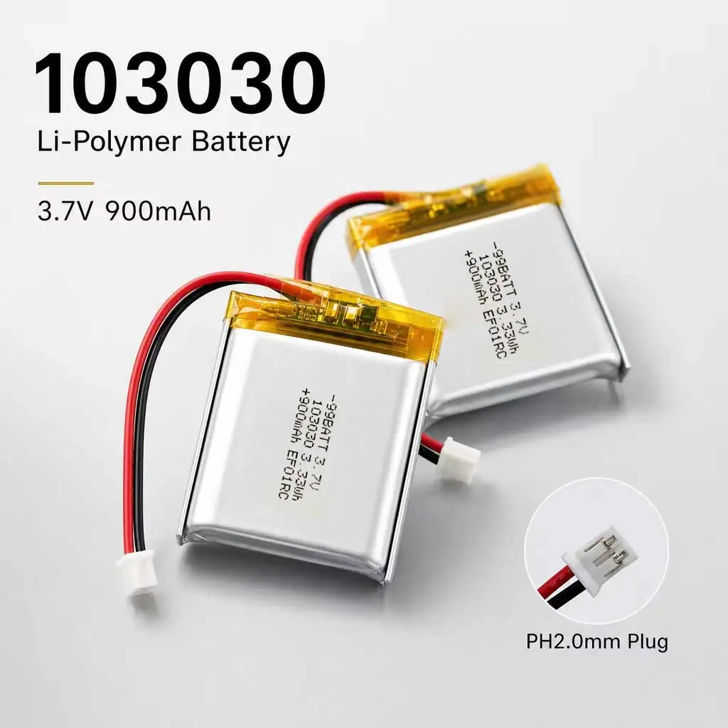 Lithium Polymer Battery 103030 3.7V 900mAh Rechargeable Replacement Cell For Bluetooth Headset Speaker GPS LED Light