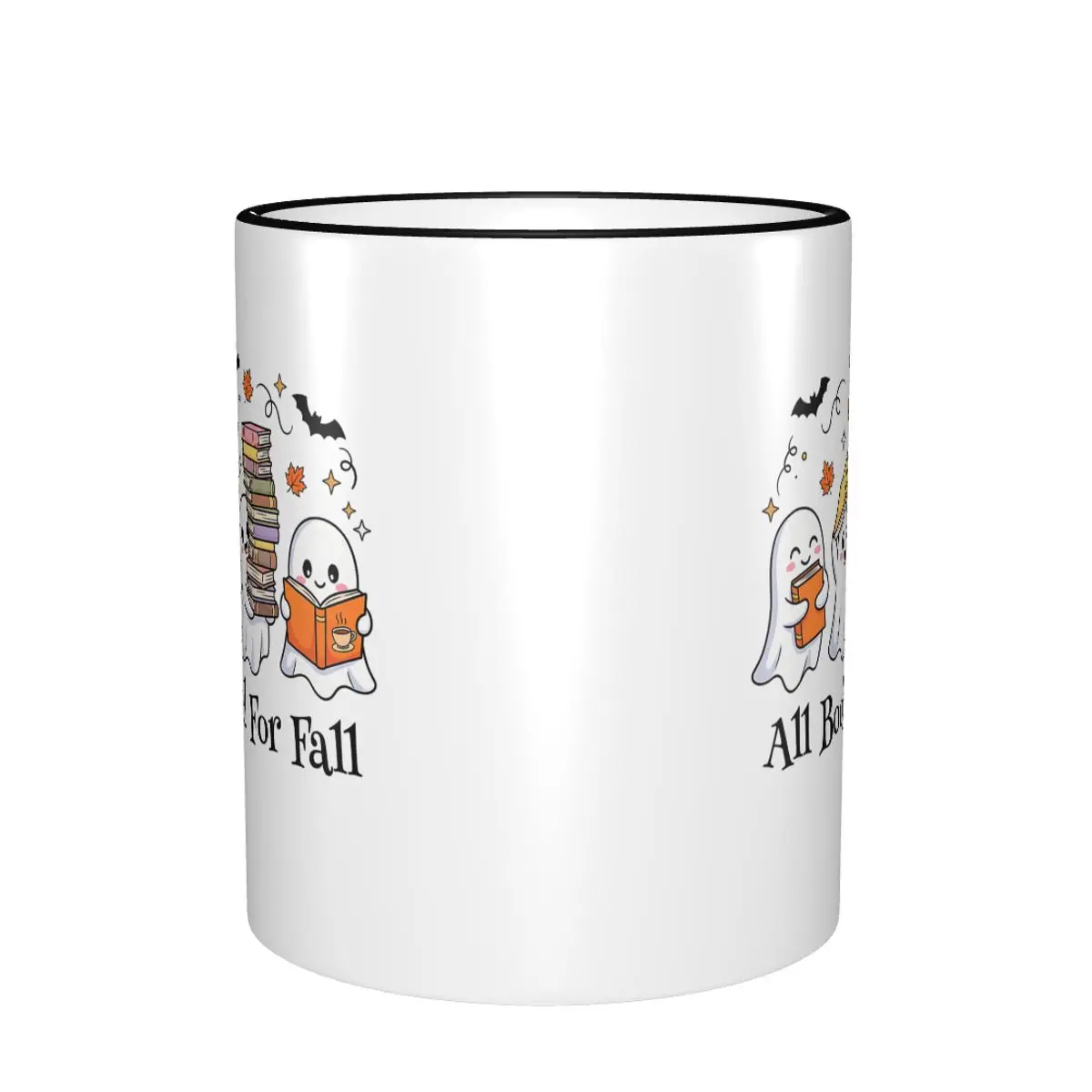 Cute All Booked For Fall Halloween Ghost Coffee Cup Office Humor Book Lover's Mug