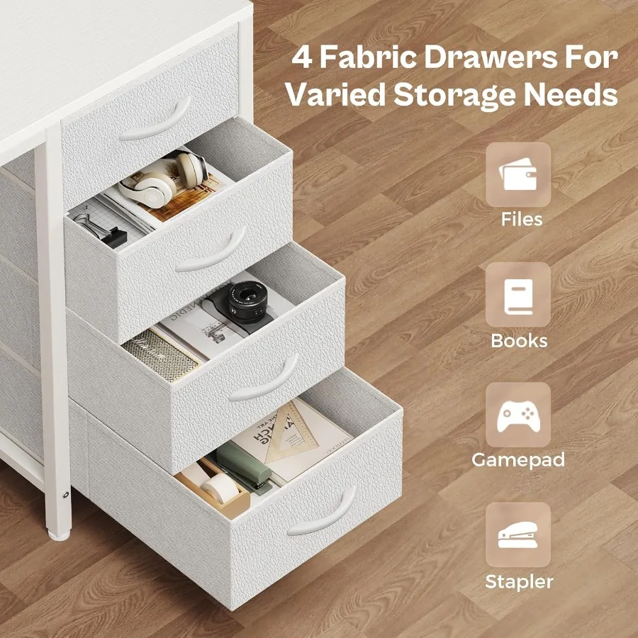 مكتب كمبيوتر 55 بوصة مع 4 أدراج ومنافذ طاقة ومنافذ طاقة ومساحة تخزين كبيرة للعمل في المكتب المنزلي من غرفة النوم المنزلية Mo #5