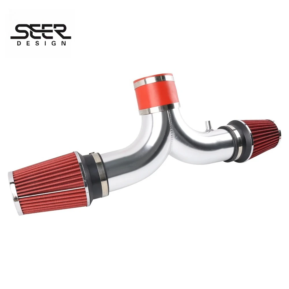 Aluminum Front Twin Air Intake Kit Air Intake System Coated Red for 2001-2004 Chevy Corvette C5 5.7L V8 Engine Parts