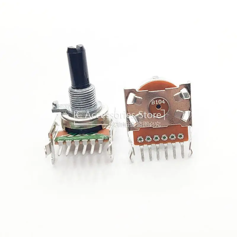 2PCS 161 Type B100K Duplex B104 Audio Speaker Power Amplifier Volume Potentiometer Horizontal Single Row 6 Pin 20MM Half Shaft