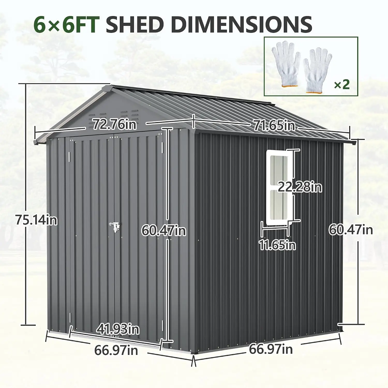 6x6 ft Metal Storage Shed Outdoor Steel Utility Tool House with Window for Backyard Garden Patio Lawn, Customized