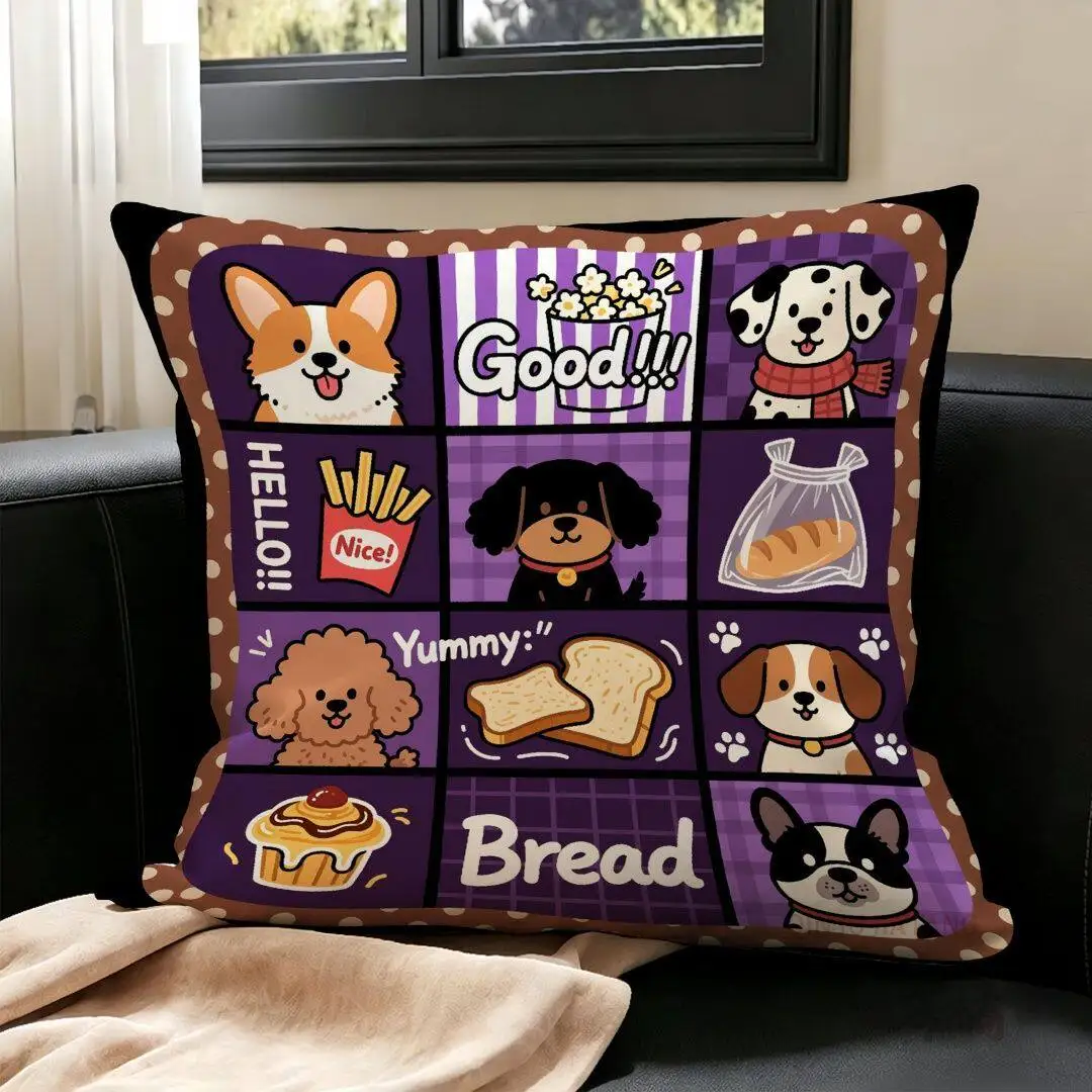 Cartoon Patchwork Abstract Cat Pillow Cover Dopamine Sofa Cushion Kitten Design for Living Room Dormitory Decor Fun Home Decor