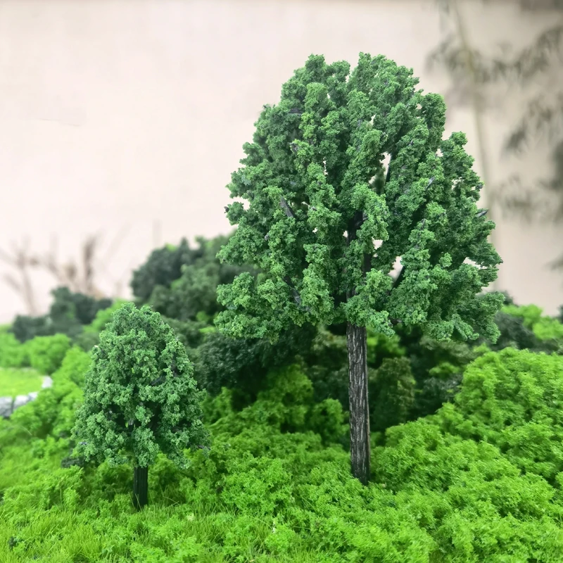 4-11cm Micro landscape simulation model tree plastic trunk building sand table landscape Green tree model train railway layout