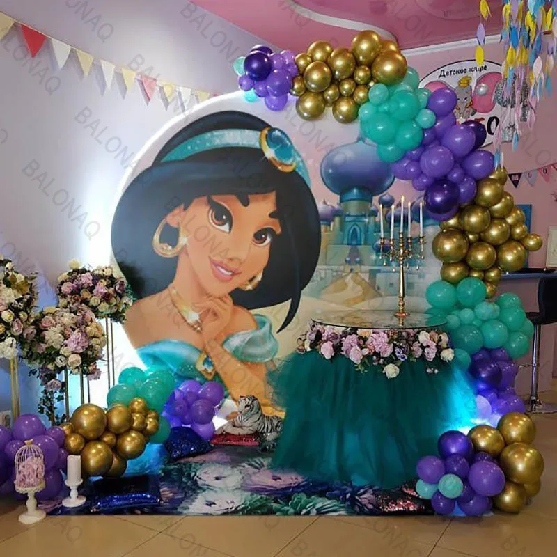 1set Disney Aladdin Jasmine Princess Foil Balloon Happy Birthday Party Supplies Decoration Baby Shower Kid Faovr purple Ballon