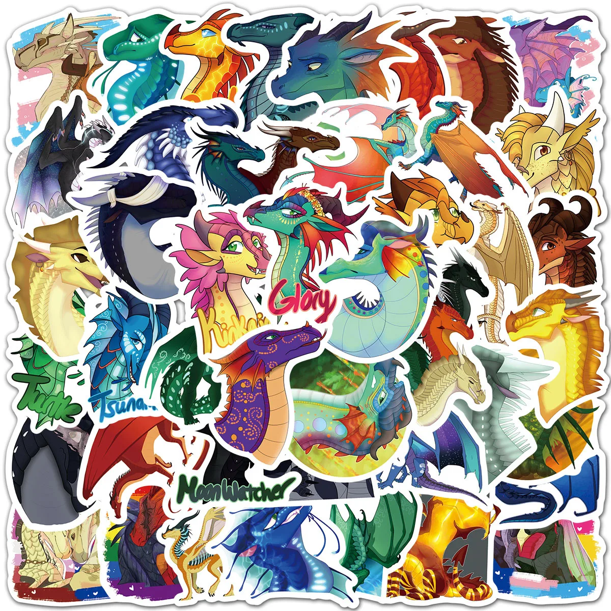 60PCS Wings of Fire Stickers Decals for Phone Laptop Notebook Suitcase Guitar DIY Cartoon Aesthetic Stickers