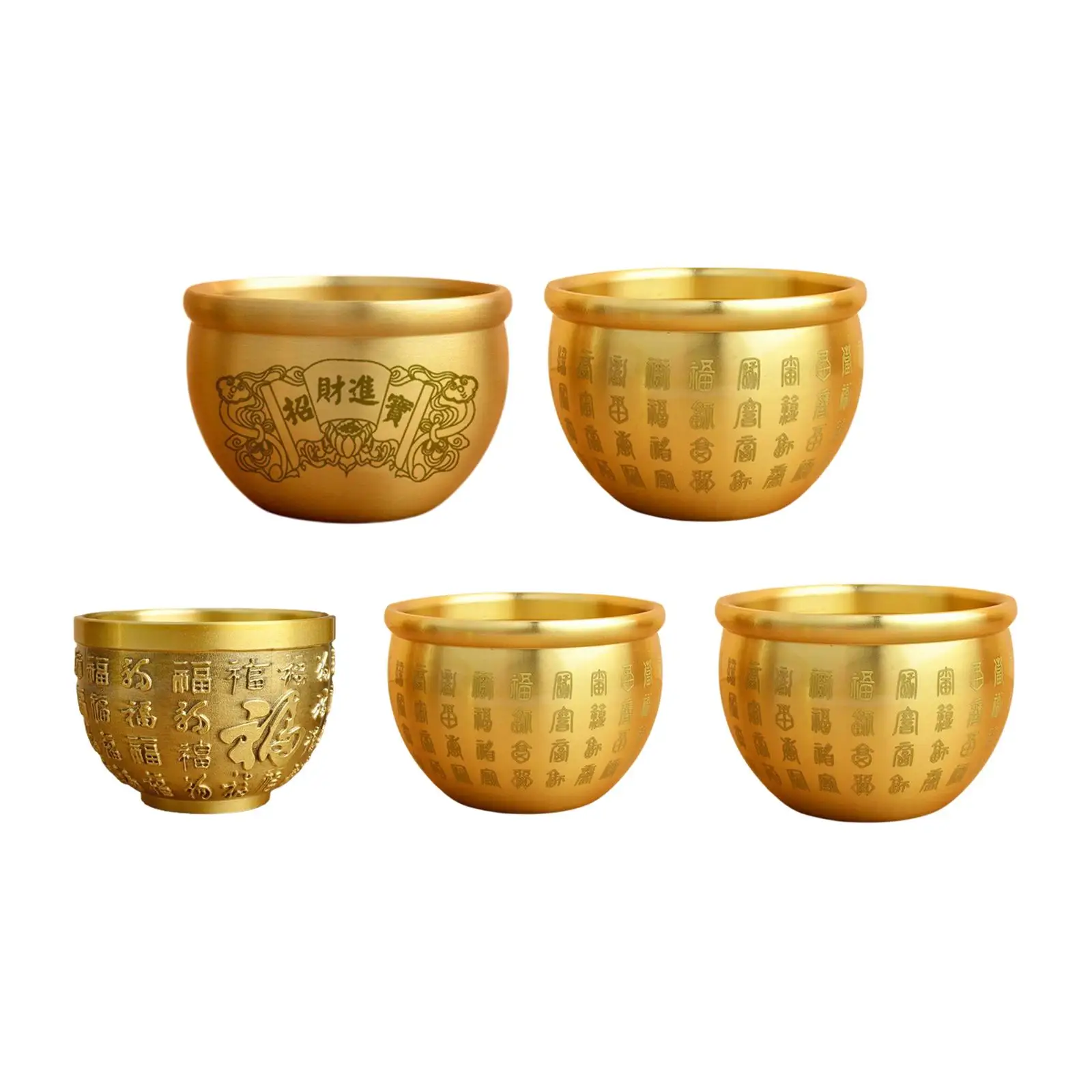 Brass Feng Shui Bowl Folk Good Luck Cornucopia Bai Fu Bowl Success Wealth Treasure Bowl for Bedroom Home Study Desktop Ornament