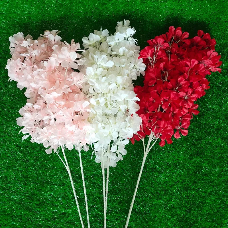 

50/100/200pcs Silk Hydrangea White Branch Drifting Snow Gypsophila Artificial Flowers Cherry Blossoms Wedding Arch Decorate