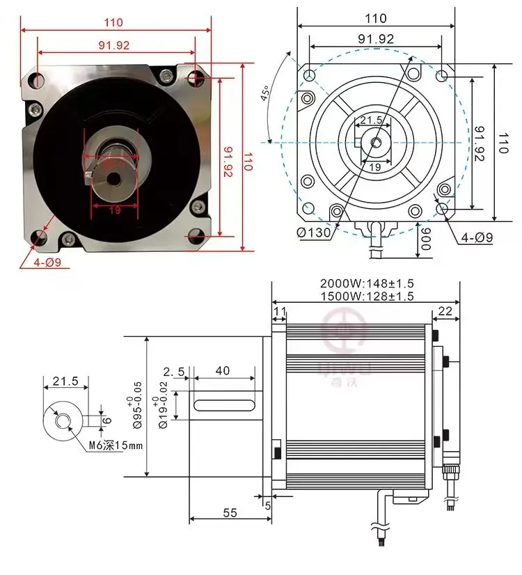 High Torque Brushless Motor 3000rpm 2kw 2000w Low Noise BLDC Motor Single Phase Electric Servo Motor  for Industrial lathe