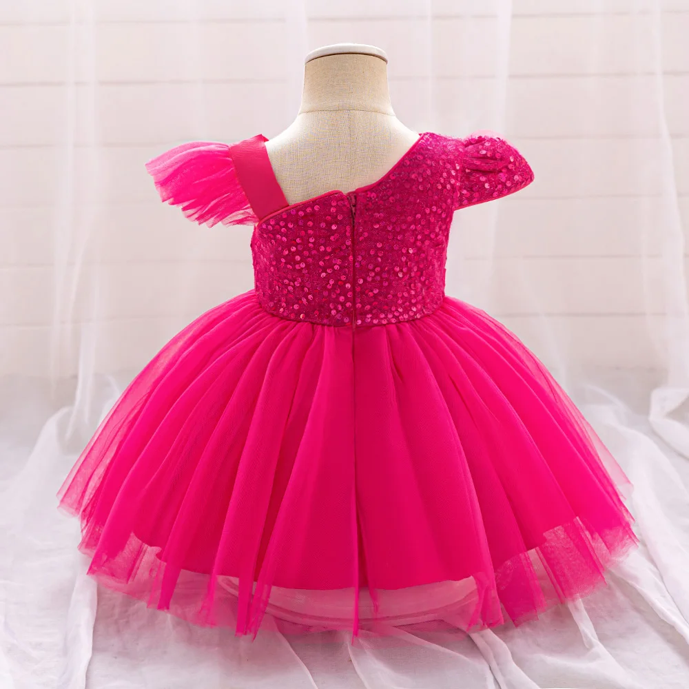 Sequins Toddler Girls 1st Birthday Party Dresses Tulle Fly Sleeves Baby Summer Princess Dress For Girl Wedding Evening Vestidos