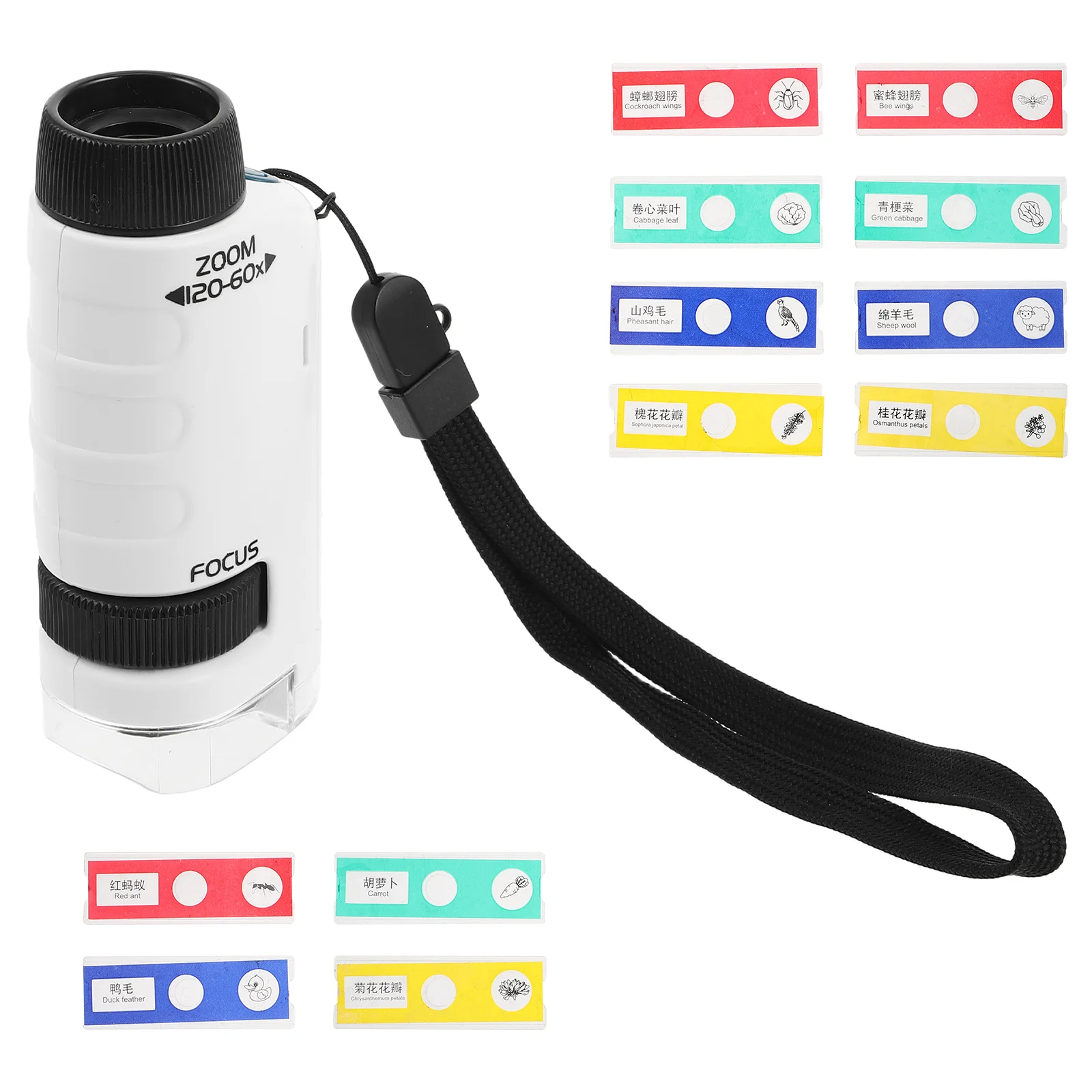 กล้องจุลทรรศน์เด็กแบบพกพา 1 ชุด สำหรับเด็ก ทดลองวิทยาศาสตร์ สำรวจหินกลางแจ้ง เรียนรู้ชีววิทยาสำหรับผู้เริ่มต้น