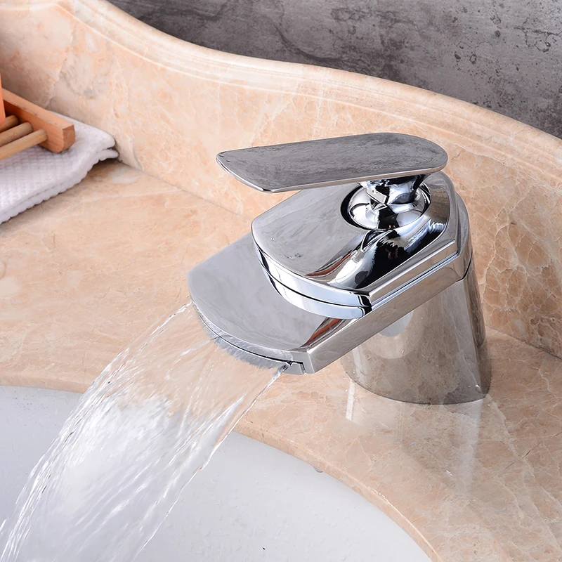 BAKALA Toad All Brass Golden/Chrome Finished/Nickle Brushed Taps Deck Mounted Basin waterfall Faucet Mixer Sink Tap LH-8031